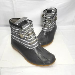 Sperry saltwater duck boot winter snow shoe gray ankle 8 quilted